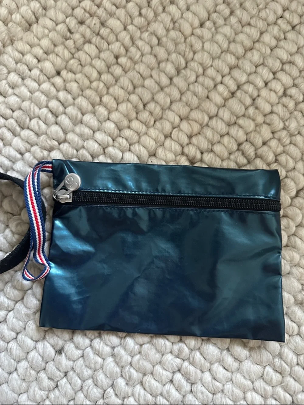 Jack Gomme Paris Tote Metallic Blue Coated Canvas Crossbody w/ Pouch - Picture 10 of 10